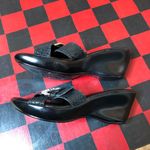 White Mountain  Black Wedge Buckle Sandals Size 9 Photo 5