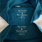 Set Active  Teal Blue Cove Ribbed Sculptflex V Neck Workout Sports Bra Shorts S Photo 3