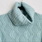 Sonoma  Mint Blue Cable Knit Turtle Neck Pullover Sweater S Photo 6