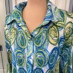 Christopher & Banks Christopher‎ & Banks Abstract Floral Crinkle Button Up Artsy Retro Blouse Size Photo 1