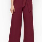 Talbots  Belted Wide Leg Crop Pants Maroon Ankle Sm Photo 0