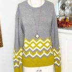 J.Crew  Geometric Fair Isle Crewneck Sweater Gold Gray Cream Wool Medium Photo 1