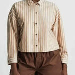 Everlane NWT Woven PJ Top Brown Stripe Button Down Shirt Cotton Sz M Photo 0