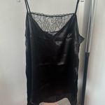 BCBGeneration  Black Satin Top with Lace Detail Photo 0