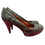 Buffalo London Teal Black Embossed Snakeskin Platform Heels Pumps Size 10 Green Photo 3