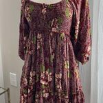 Free People Summer Picnic Printed Mini Dress Raisin Combo Brown Floral Brown Photo 4