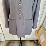 Adolfo Atelier Womens Blazer Jacket Size 12 Petite Pinstripe Vintage Gray Office Photo 5