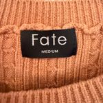Fate Cable Knit Sweater Floral Puff Sleeve Women's Medium Brown Career Feminine Photo 5