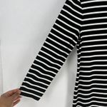 Chico's  Midi Dress Womens 4/6 Black White Striped Jersey Knit Rounded Neck Photo 3