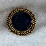 Round Flat Circular Jewelry Pin Brooch Shade of Blue Iridescent Large Center Photo 4