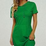 Missky green hoodie kangaroo pocket cotton sweatshirt dress, size L athleisure Size L Photo 0