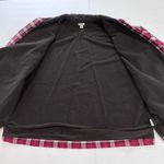 LL Bean Pink Plaid Fleece Lined‎ Flannel Shirt Jacket Shacket Size LARGE Photo 3