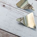 Vintage Earrings For Pierced Ears Green Wavy Triangle 1 " Photo 4