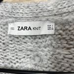 ZARA  KNIT Long Cable Knit Cardigan Sweater Women Size L Gray Open Front Pockets Photo 5