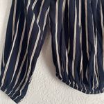 Brandy Melville Maura Navy Blue Stripe Off Shoulder Crop Top Viscose Vacation Photo 2