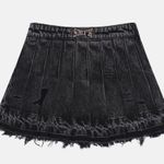 SMFK Wilderness Wandering Black Pleated Short Jean Skirt Size L Photo 3