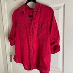 Ralph Lauren Lauren Red 100% Linen Button Down Shirt Women' Sz medium Photo 1