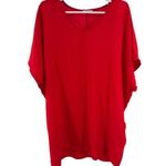 JODIFL Red Mini Dress v-neck pockets cap sleeve oversized casual L lightweight Photo 0