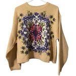 Liz Sport Liz Sports Women Sz Large Hand Knitted Floral Sweater GrandmaCore Wool Blend VTG Photo 0