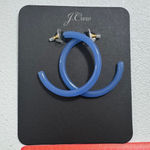 J.Crew  Bright Peri Hoop Earrings Lucite Style Post Backs NWT OLD STOCK RARE Photo 0