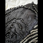 Vintage 80’s Night Vogue 100% Silk Beaded Cocktail Dress Black Silver Photo 7