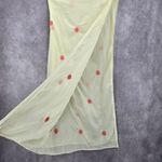 None Cream Pink Flower Embroidered Long Indian Dupatta Shawl Scarves Wrap Scarf 70x34 Photo 4