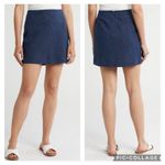 DKNY  Pinstripe Mini Skirt Size 12 Navy‎ Linen Blend Casual Career Photo 1