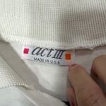 act III Womens White Floral Bow Short Sleeve Collared Sweatshirt Top Made in USA Size L Photo 4