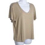 American Eagle‎ Womens Tan Green Soft & Sexy Striped Casual V Photo 2