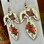 Butterfly & Floral cloisonné Enamel Earrings Photo 2