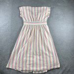 Loft Dress Women 12 Seersucker Striped Button Front V Neck Lined A Line Ribbed Photo 1