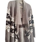 Show Me Your Mumu  Mellow Open Cardigan Waterfall Knit Med Gray Aztec Snowflake Photo 3