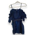 Alice McCALL  Dream Playsuit Navy Cold Shoulder Romper Blue Size 6 Ruffles Photo 2