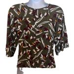 Zinzane EUC Green Purple Metallic Floral V Neck Crop Top Sz S Photo 2