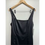 AQUA  Mini Satin Dress Size Large Black‎ Square Neck Sleeves Exclusive NWT Photo 2