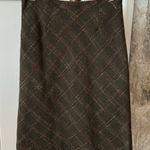 Vintage Wool Dark Green Grid Plaid Shin Length Aline Skirt Size 10 Photo 0