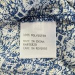 Anne Carson Blue White & Beige Medallion Print Semi Sheer Long Sleeve Blouse Photo 11