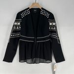 XOXO  Sequin Embellished Embroidered Chiffon Hem V Neck Peplum Jacket Size S‎ Photo 0
