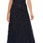 Adrianna Papell - Floral Leaf Beaded Ankle-Length Gown Photo 0