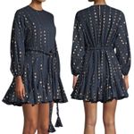 Rhode Navy Blue Ella Metallic Heart Jacquard Cotton Belted Mini Dress Size M Size M Photo 9