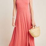 Anthropologie Maeve x Melanie Lace Up Racerback Knit Maxi Dress in Coral Small Photo 0