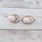 Vintage Clip On Earrings Very Light Pink & Gold Tone Photo 2