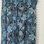 French Laundry  Womens Floral Zebra Blue Beaded Fringe Sleeveless Dress Lagenlook Photo 2