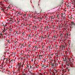 WAYF  Pink‎ Rose Floral Sweetheart Ruched Peplum Top Cottagecore Coquette Small Photo 6