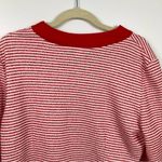 Vintage Womens L Red & White Striped Varsity Cardigan Preppy Nautical Coastal Size L Photo 3