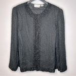 Laurence Kazar  Vintage Black Silk Beaded Evening Jacket Size XL Photo 0