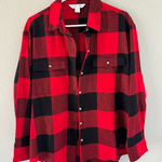 Old Navy Red Black Plaid Classic Top, size M Photo 0