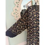 April Cornell For Cornell Trading Black Floral Midi Dress Size Large Vtg Kaftan Photo 3