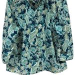 Lands' End  No Iron Supima Blue and Green Paisley Print Comfort Button up Size 16 Photo 3