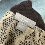 J.Jill Brown Cream Merino Wool Alpaca Blend Long Sleeve Sweater Small Top Knit Photo 4